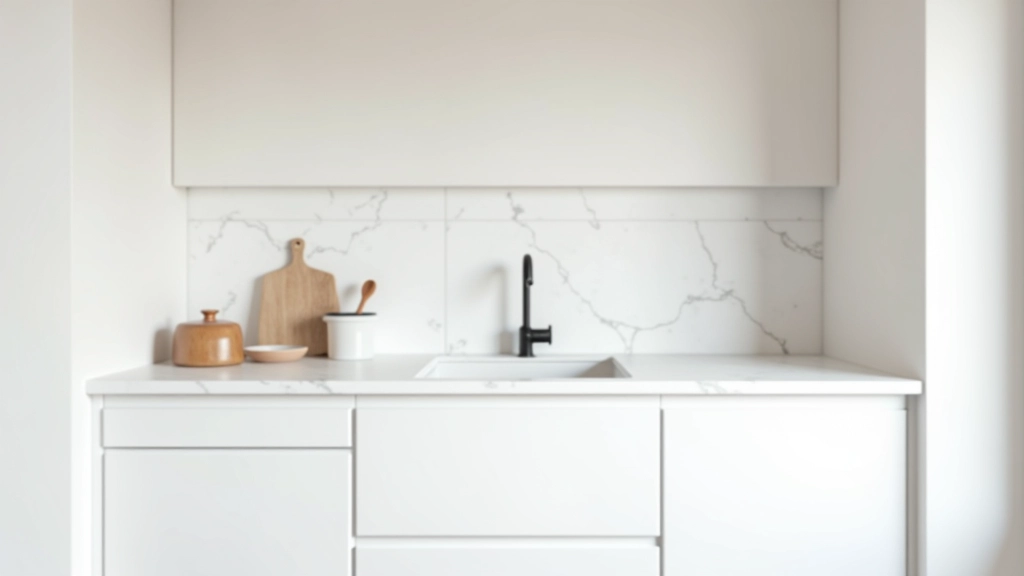 Cucina italiana minimalista: ripiani liberi, pochi utensili esposti, colori neutri, funzionalità mantenuta, spazi aperti