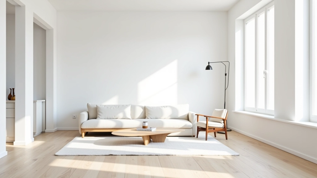Interno minimalista con linee pulite e spazi aperti in appartamento tradizionale italiano